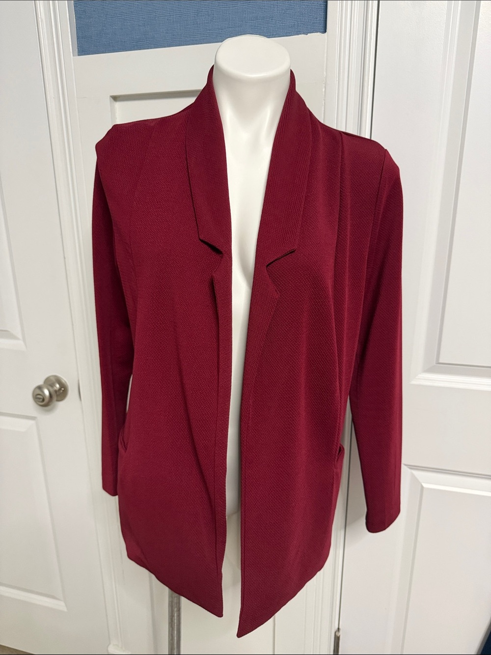 bishop + young Open-Front Wine Red Blazer